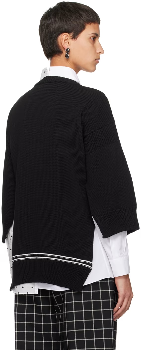 Marni Logo Intarsia Knitted Crewneck Jumper In Black