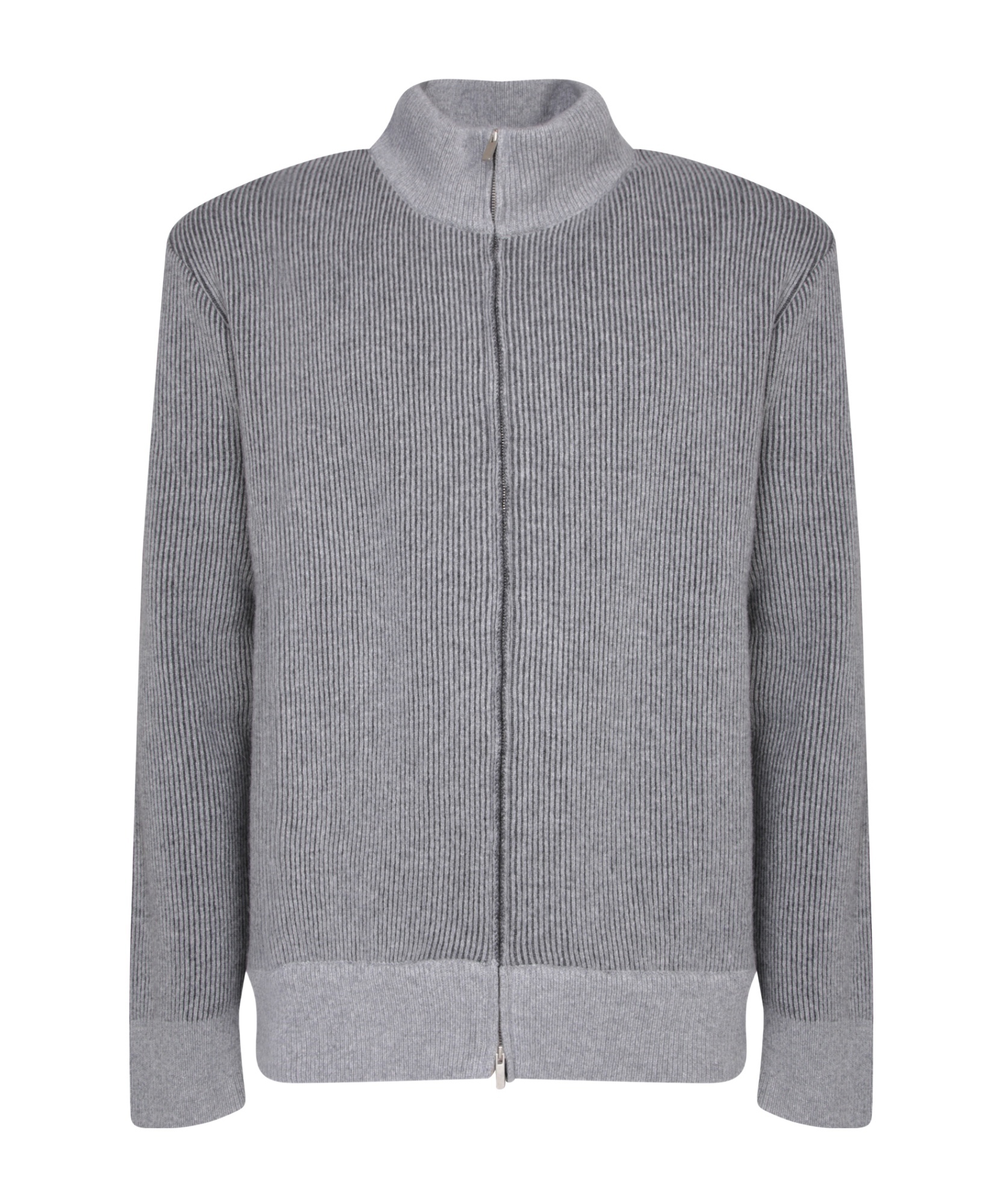 Lardini Knitwear With Ribbed Texture And Zip Closure In Grey