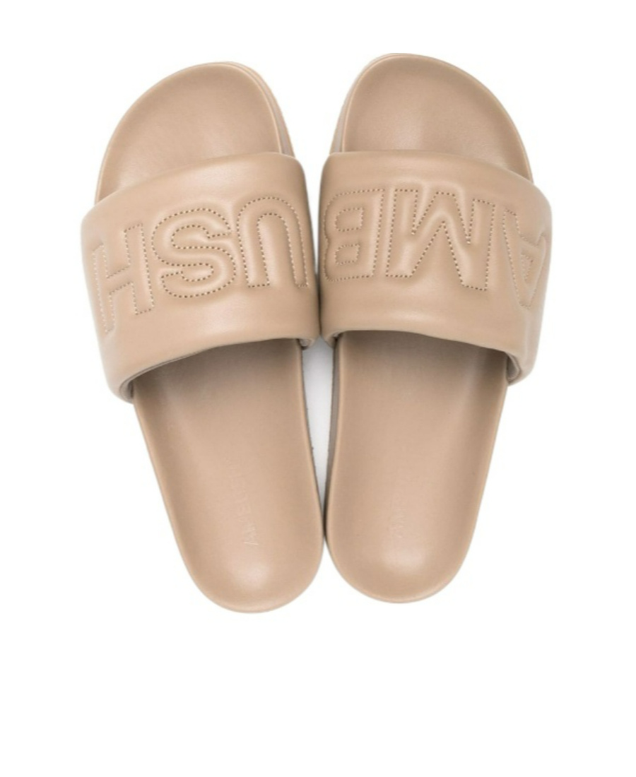 Ambush Logo Embossed Slides In Nude