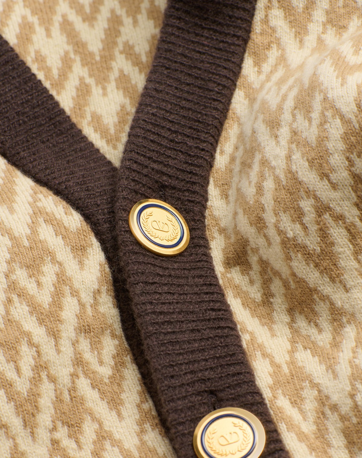 Valentino Toute La V Cardigan In Toutelavbeigecrema