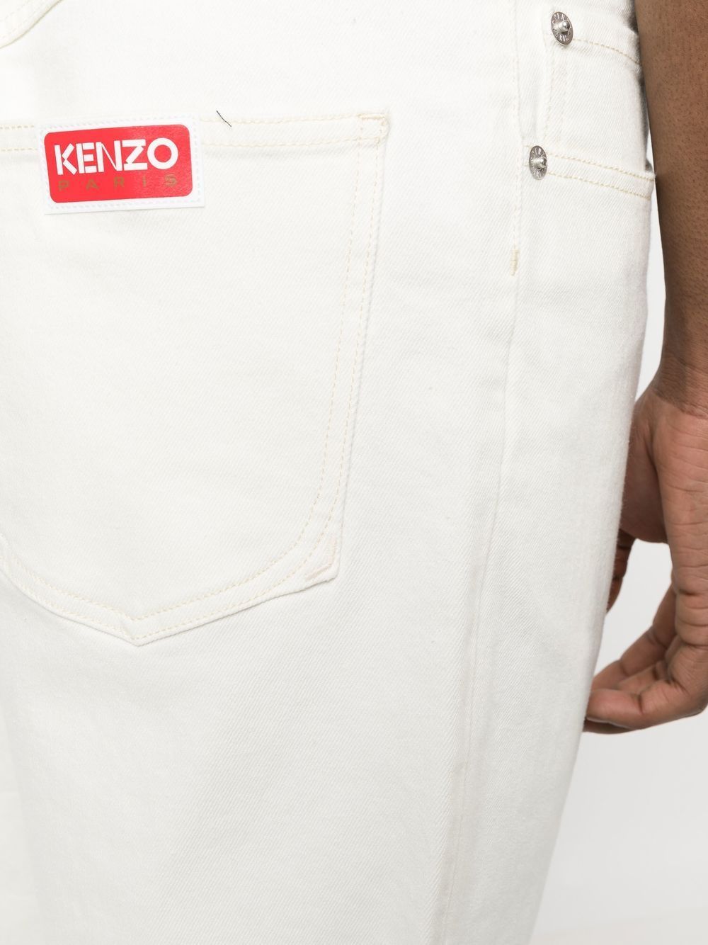 Kenzo Logo-patch Denim Shorts In White