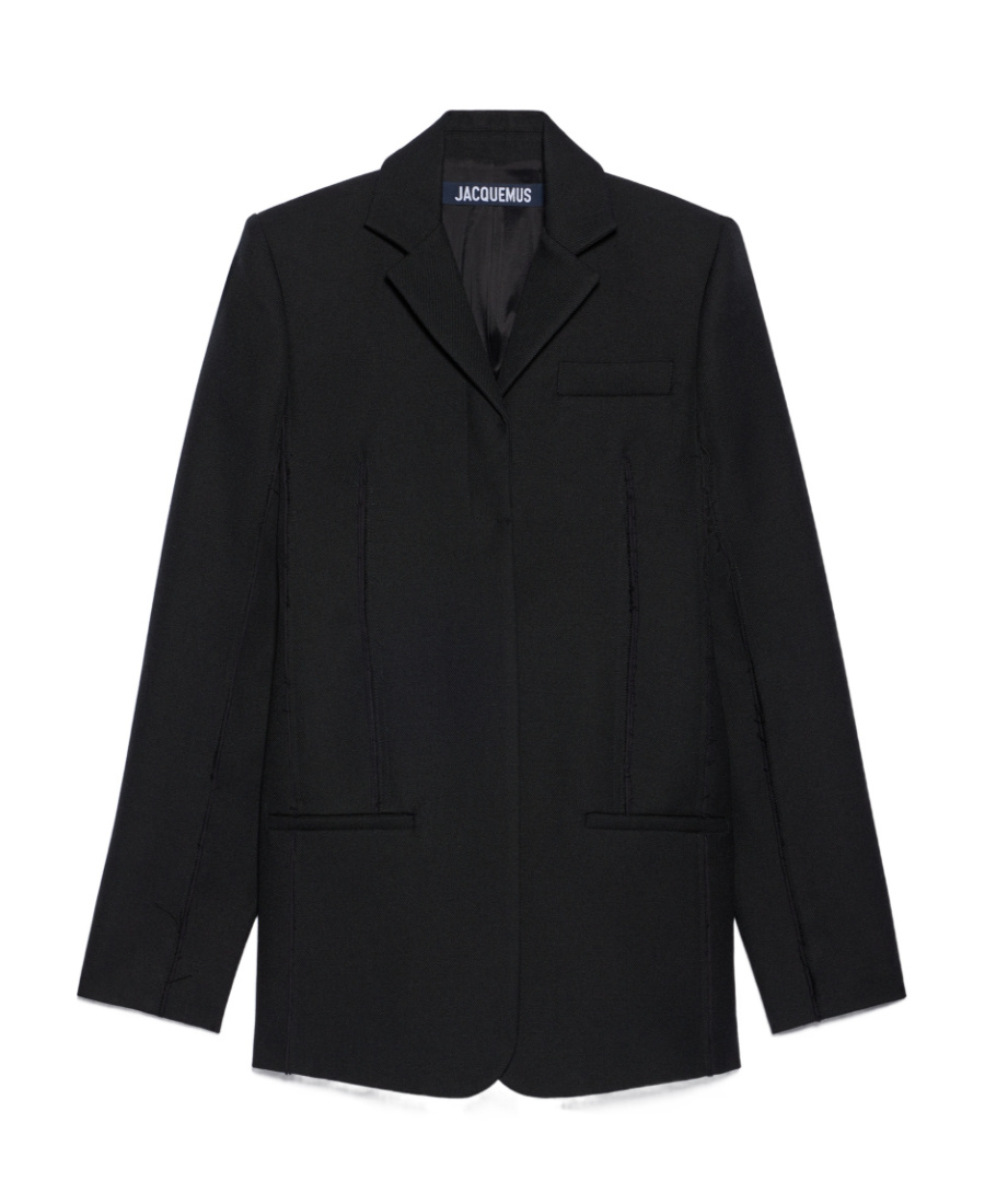 Jacquemus Caraco Raw-seam Single-breasted Blazer In Black