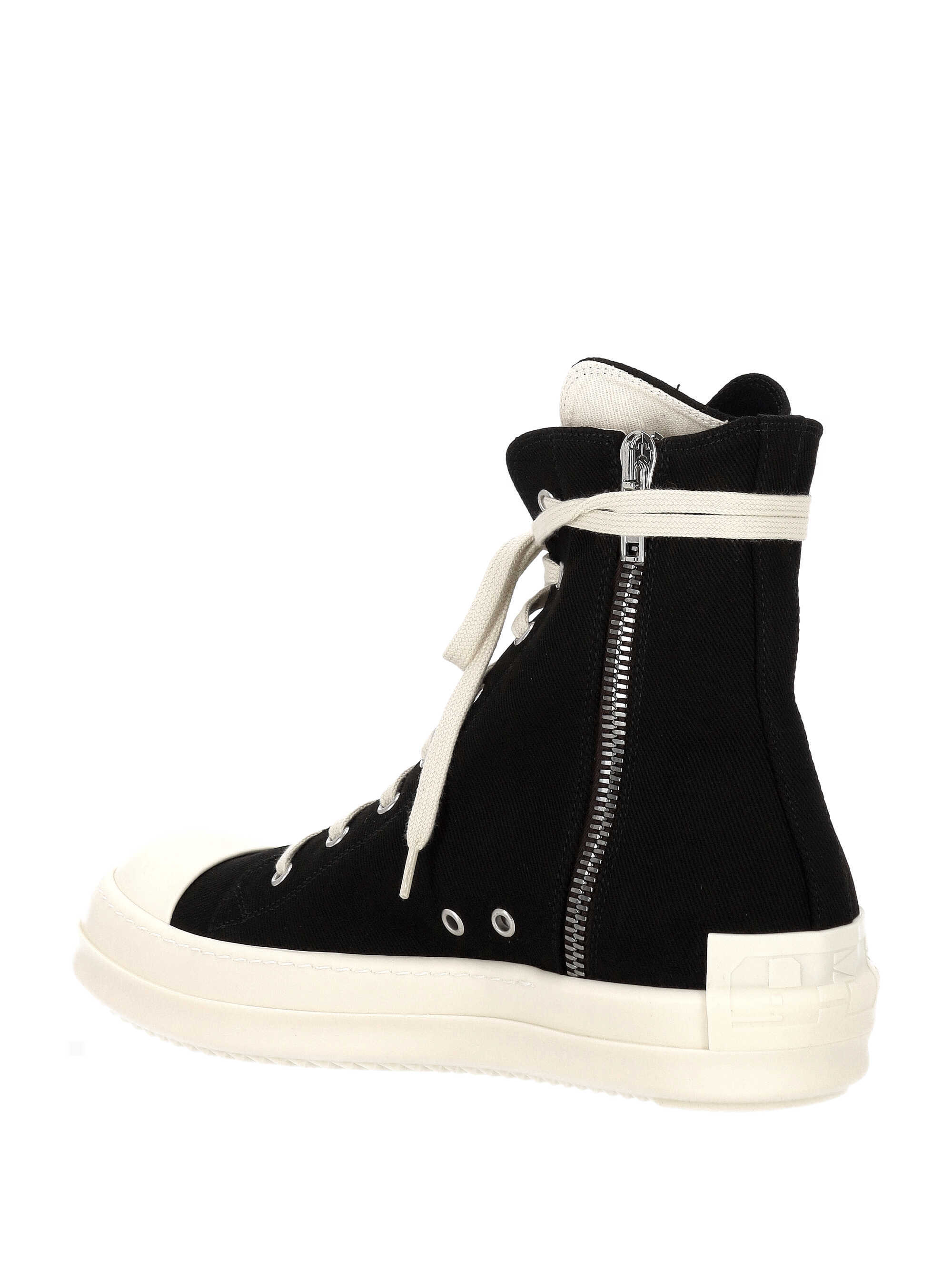 Rick Owens Drkshdw High-top Round Toe Rubber Sole Sneakers In Black
