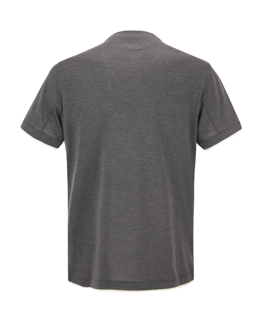Brunello Cucinelli Basic Silk-blend T-shirt In Black
