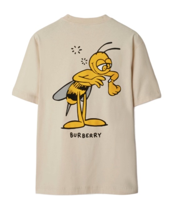 Burberry Beige Cotton Bee Print T-shirt In Nude