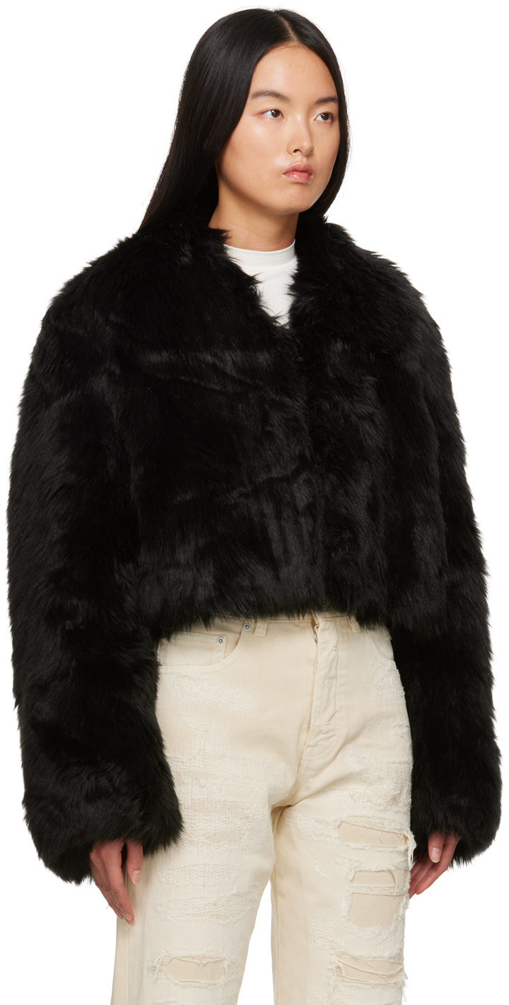 Shop Heron Preston Faux-fur Cropped Jacket In Black