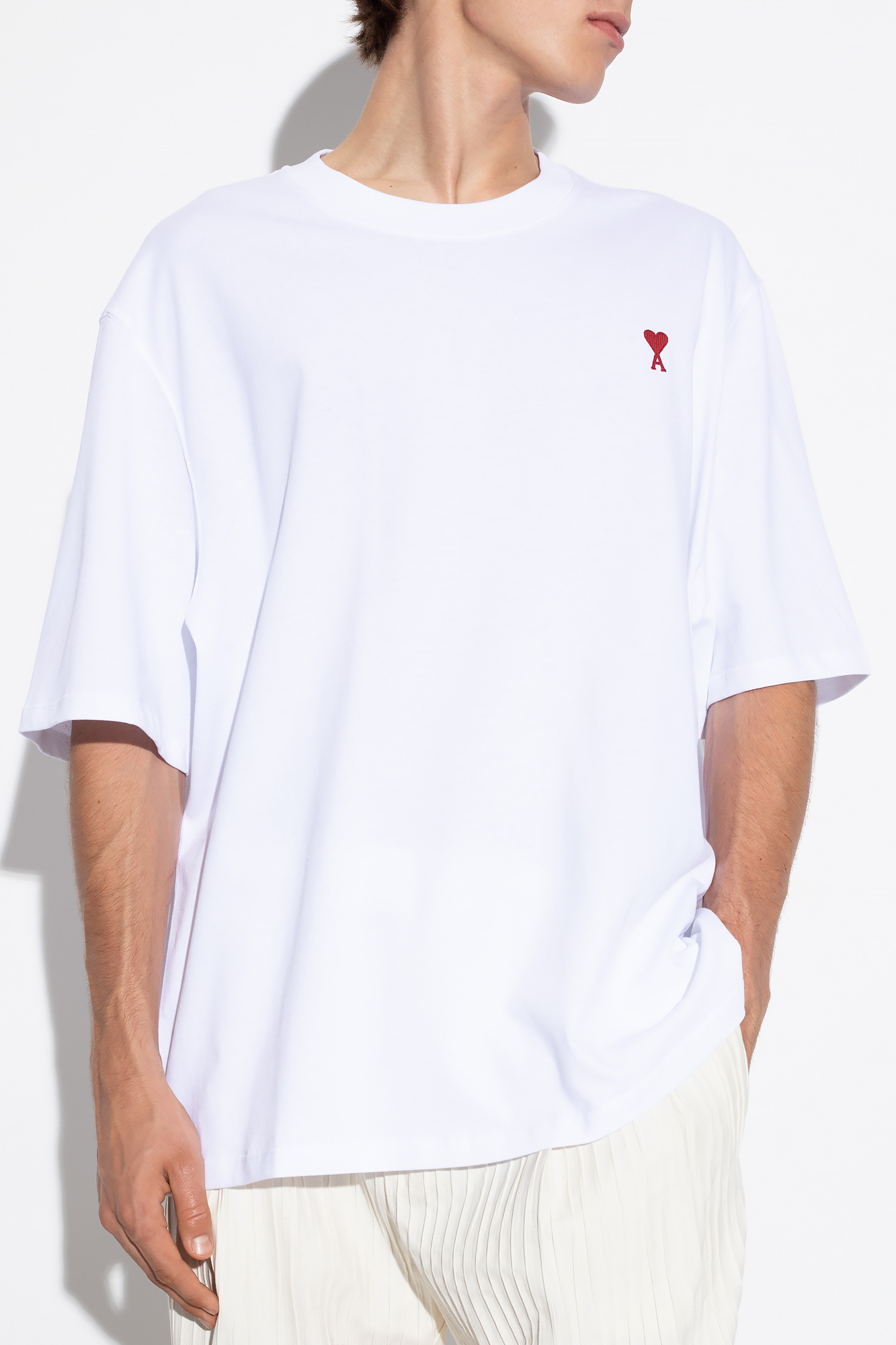 Shop Ami Alexandre Mattiussi Ami De Coeur Cotton T-shirt In White