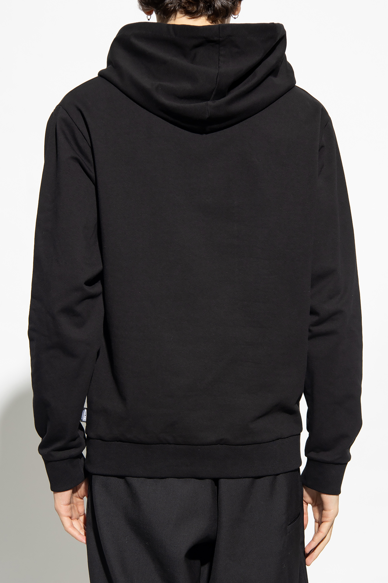 Moschino Long-sleeved Hooded Sweater In Black