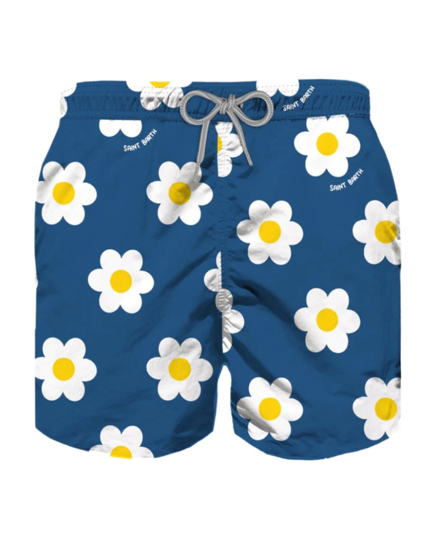 Mc2 Saint Barth Printed Beach Shorts In Blue