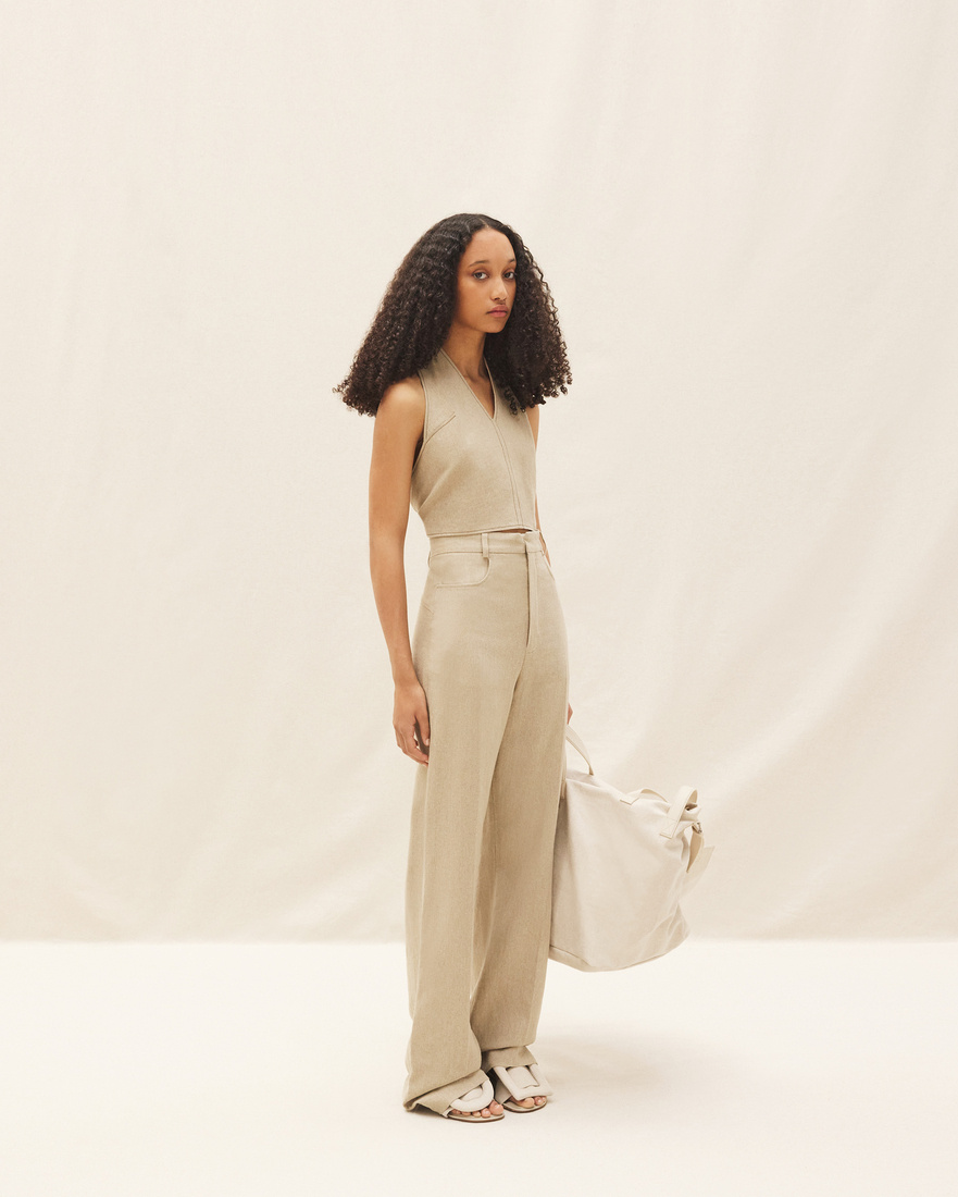 Jacquemus High-rise Straight-leg Trousers In Nude