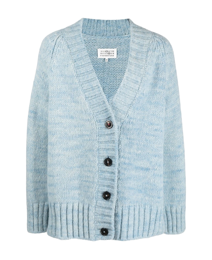 Maison Margiela V-neck Button-up Cardigan In Blue