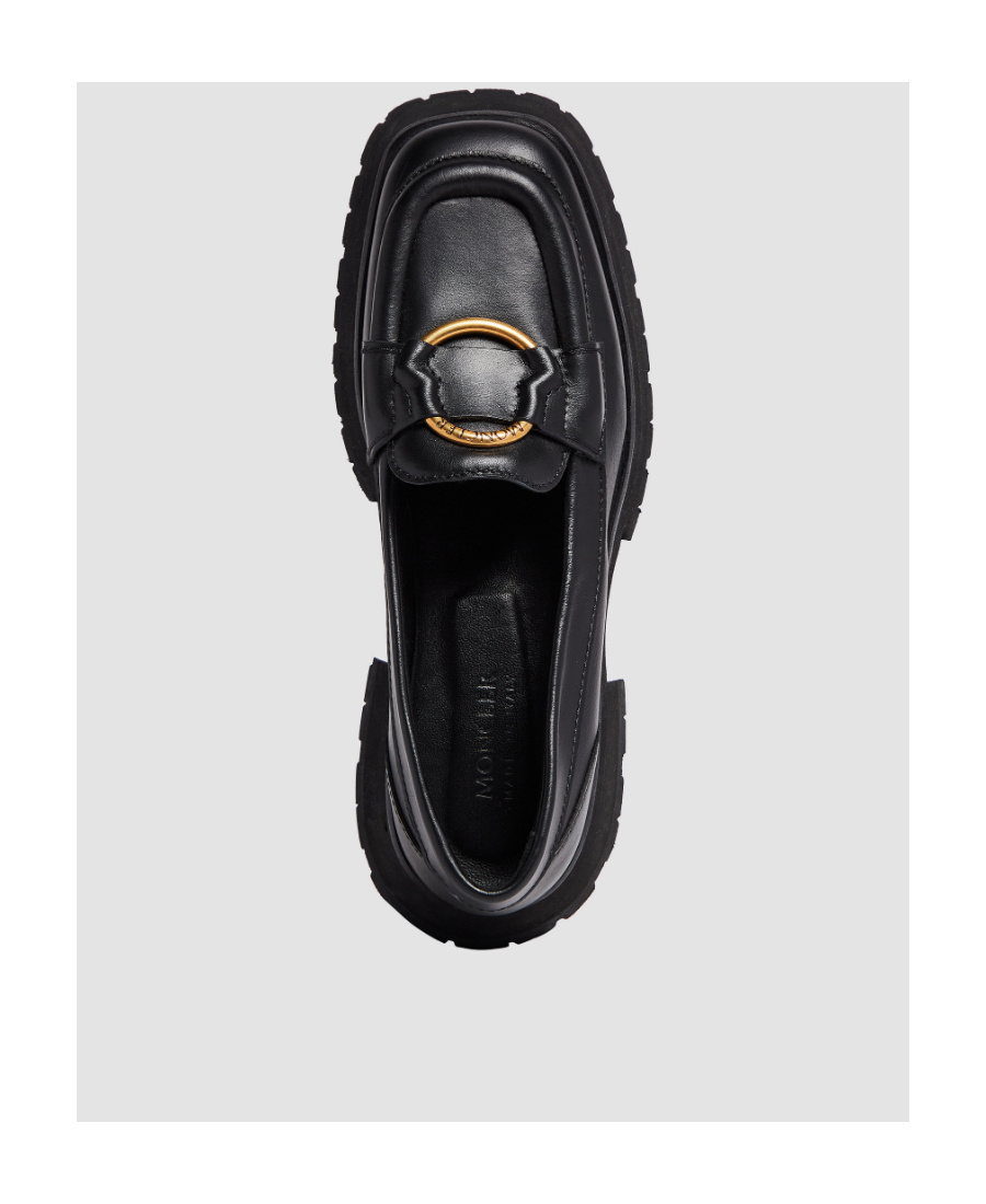 Moncler Bell Leather Loafers In Black