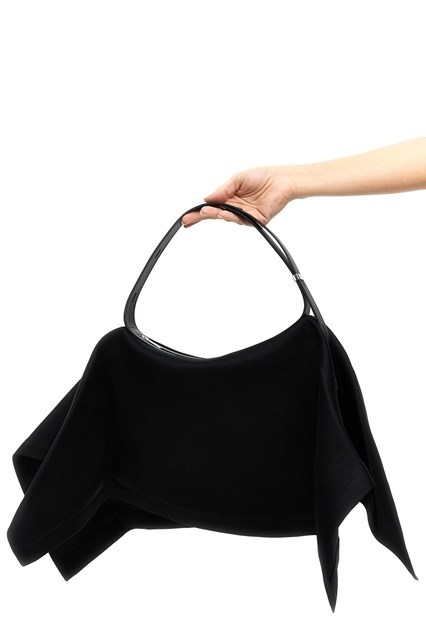 Issey Miyake Enveloping Square Satin Shoulder Bag In Black