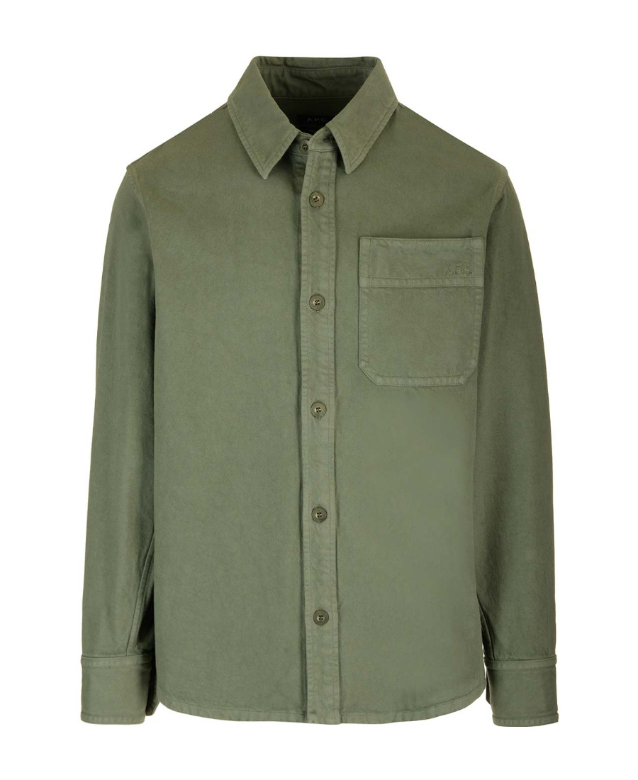 Apc A.p.c. Basile Brodée Poitrine Overshirt In Green