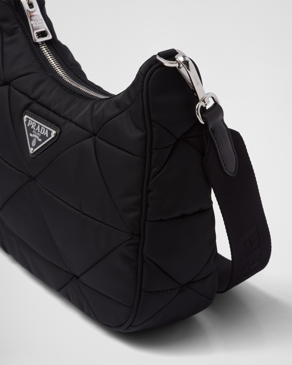 Prada Padded Re-nylon Shoulder Bag In Black