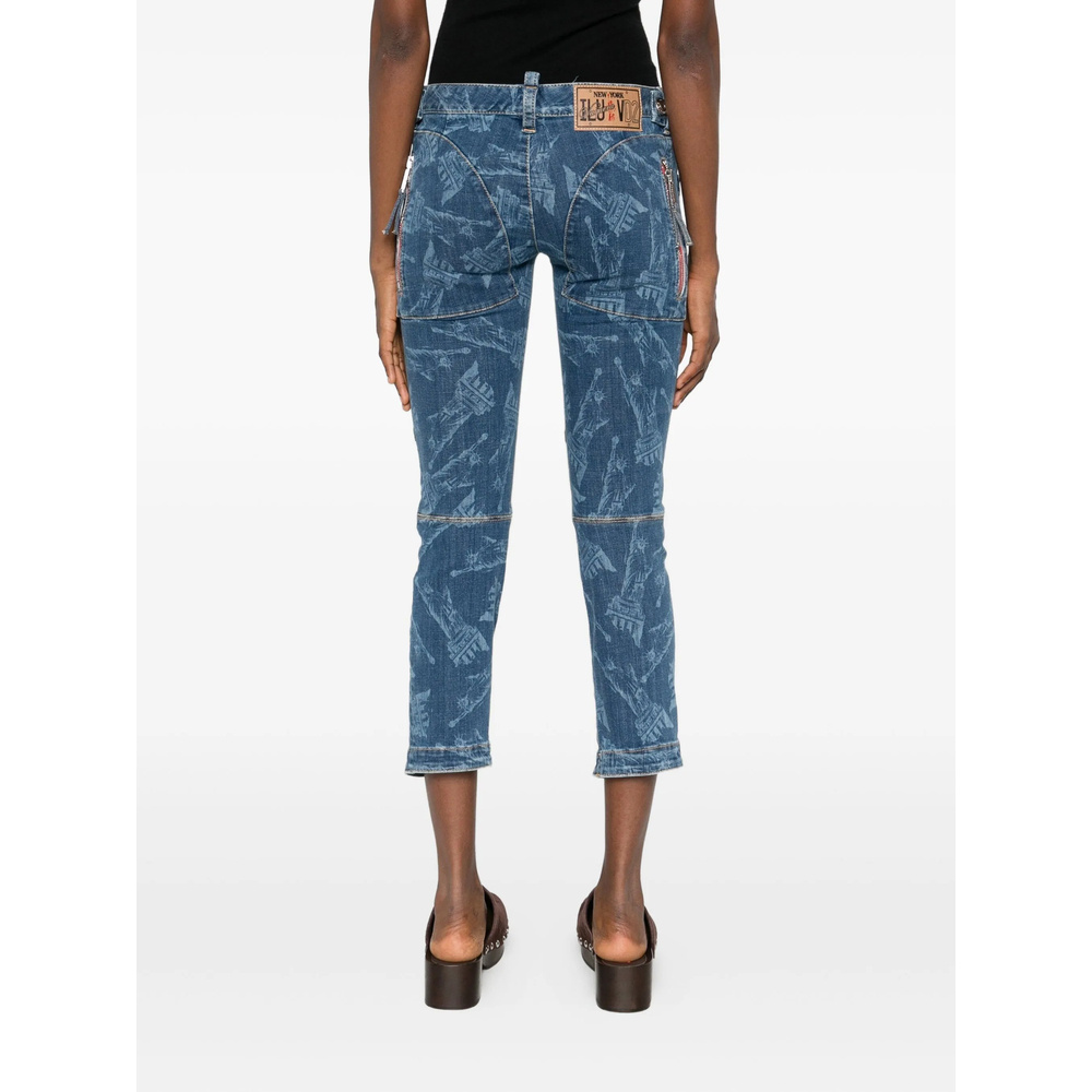 Dsquared2 Statue Of Liberty Printed Skinny Jeans In Blue