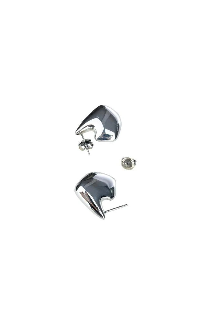 Bottega Veneta Abstract Shaped Polished Finish Earrings In Silver