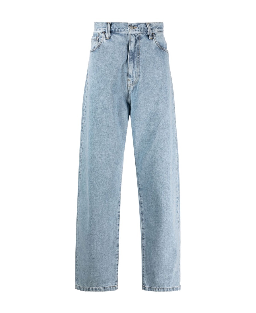 Carhartt Wide Leg Cotton Blend Denim Trousers In Blue