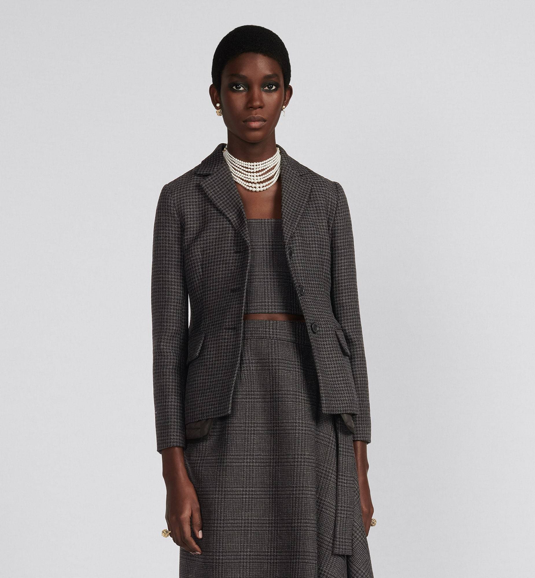 Dior Plaid Wool Suit Jacket In Gray