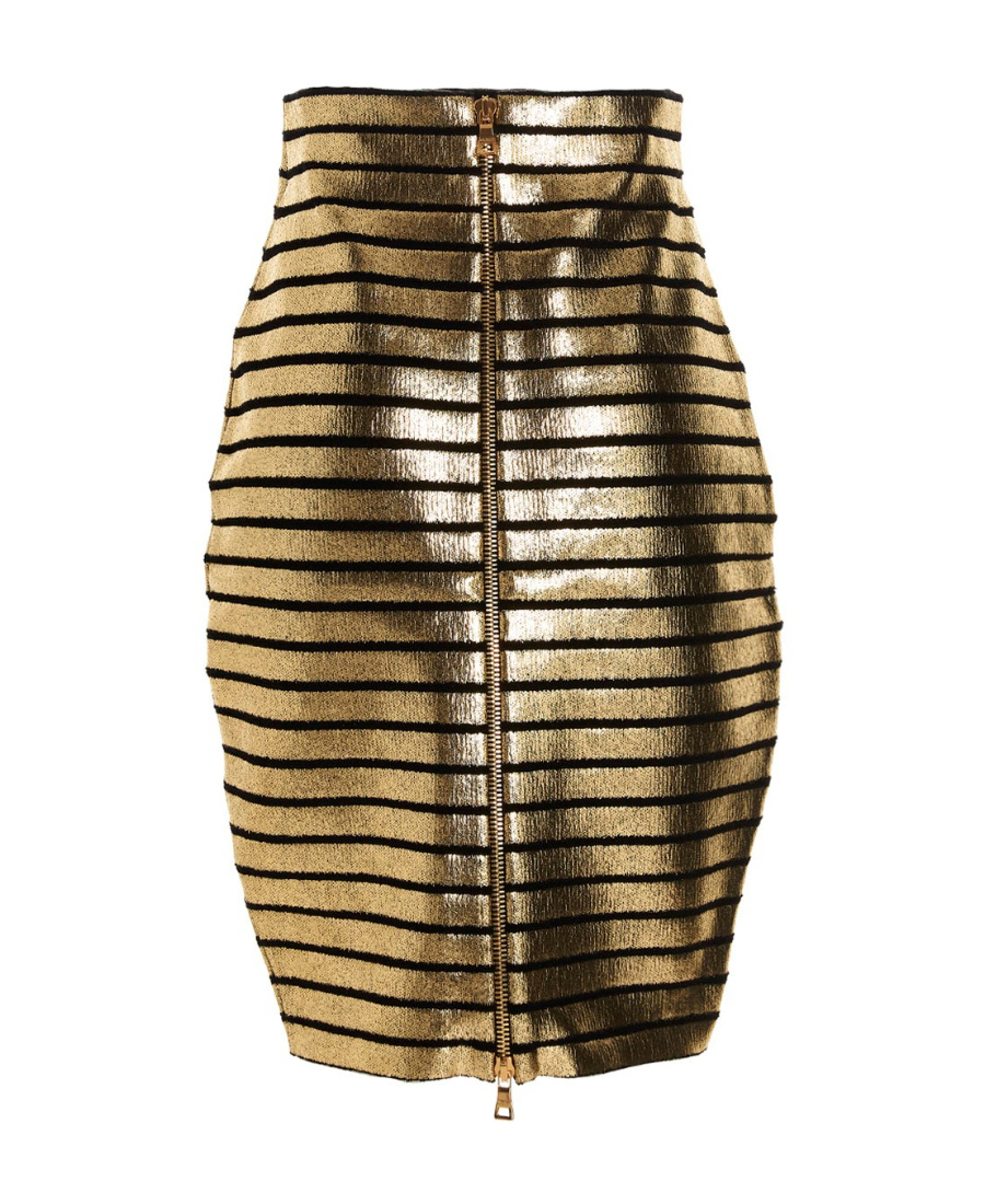 Balmain Stripe-detail Midi Skirt In Multicolor