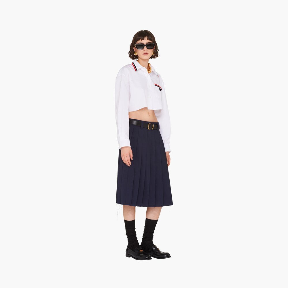 Miu Miu High-waist Pleated Skirt In Blue