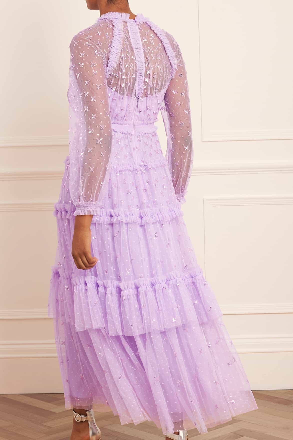 Needle & Thread Long Sleeved Dress In Purple