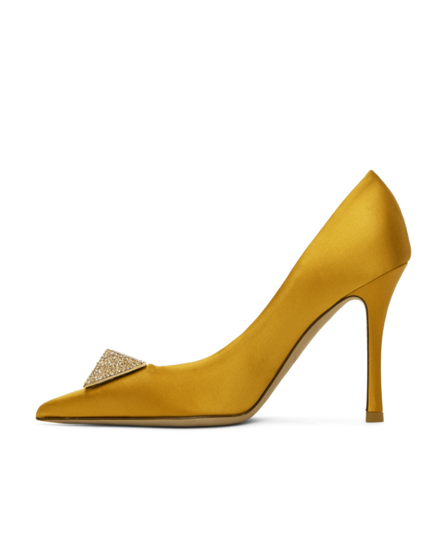 Valentino One Stud 100mm Pumps In Yellow
