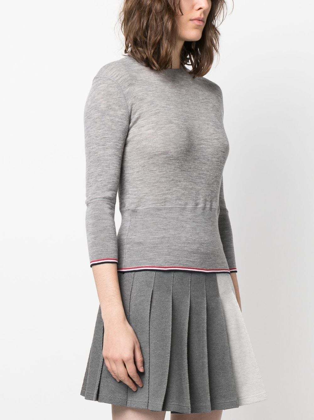 Thom Browne Stripe-trim Knit Jumper In Gray