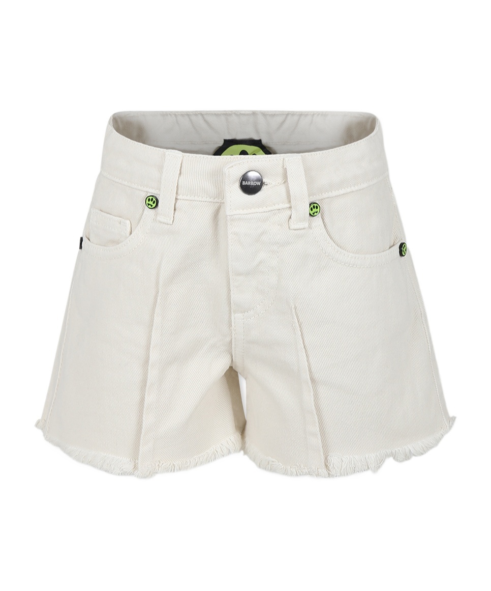 Barrow Beige Shorts For Girl With Smiley In White