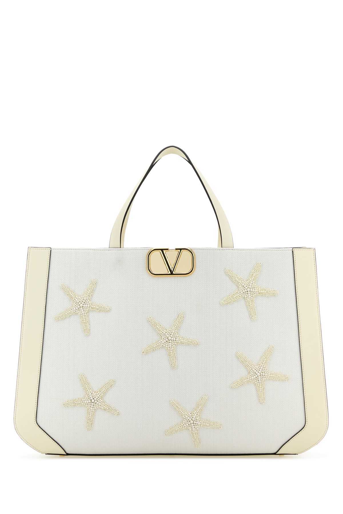Valentino Escape Tote Bag In White/lemon Yellow