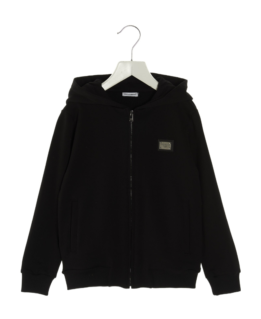 DOLCE & GABBANA DOLCE  GABBANA KIDS LOGO PATCH ZIP-UP HOODIE