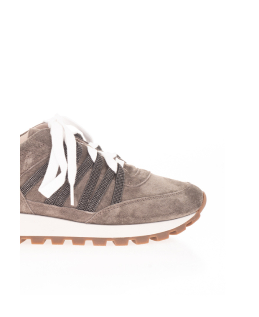 Brunello Cucinelli Side Stripe Low Top Sneakers In Brown