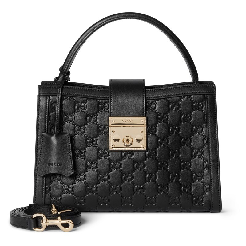 Gucci Padlock Medium Top Handle Bag In Black