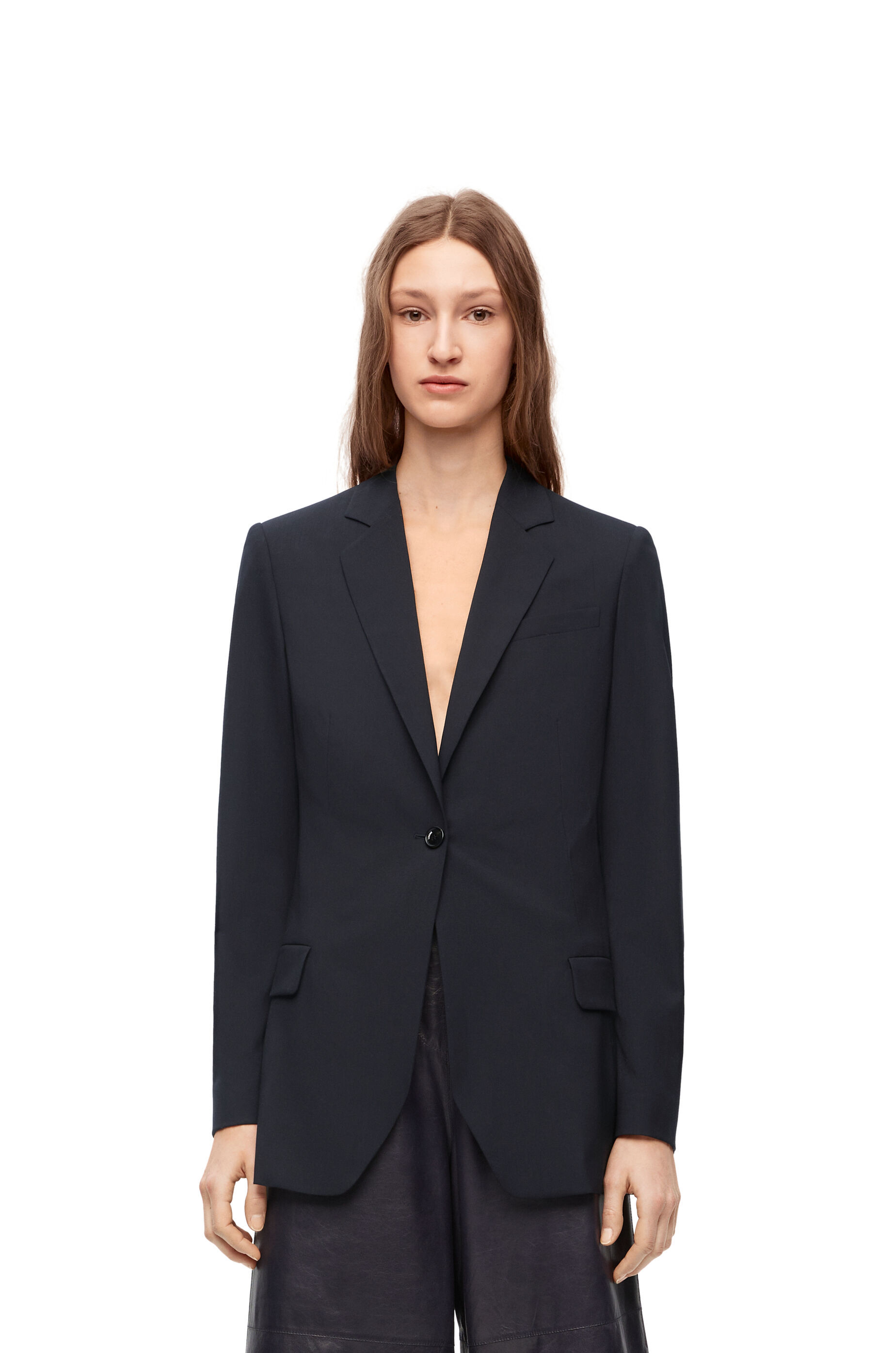 Loewe Wool Single-breasted Suit Coat In Blue