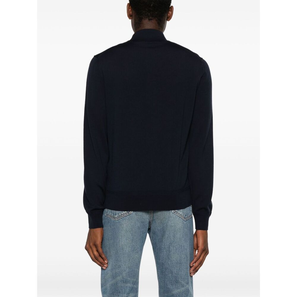 Shop Tom Ford Long-sleeve Wool Polo Shirt In Black