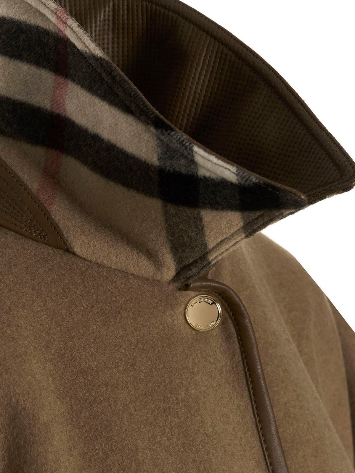 Burberry Reversible Check Wool Cape Coat In Nude