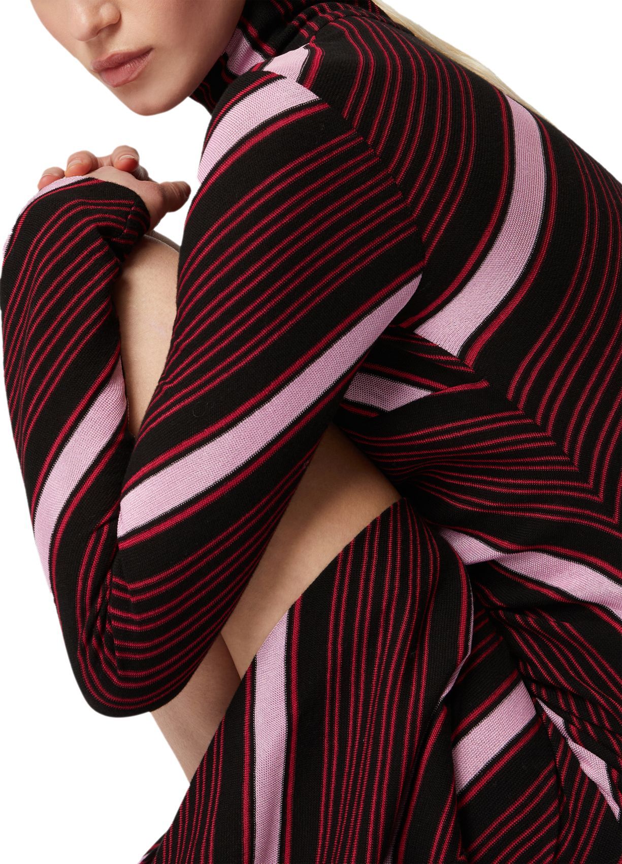 Missoni High Collar Long Sleeve Dress In Brown