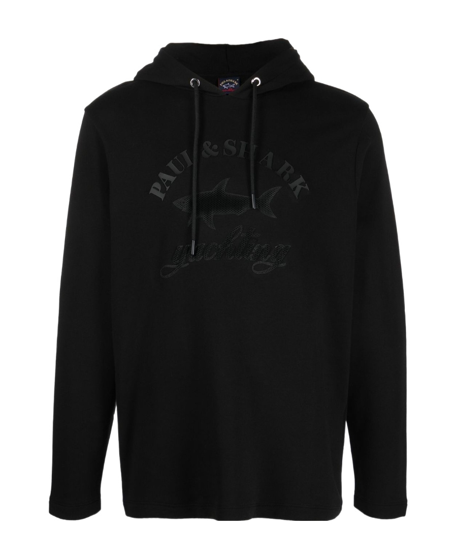 Paul & Shark Logo Print Cotton-jersey Sweatshirt In Black