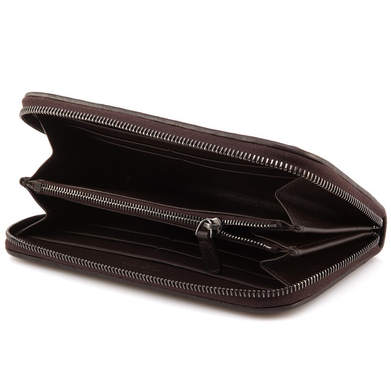 Bottega Veneta Intracciato Piccolo Woven Wrap-around Zipper Wallet In Black