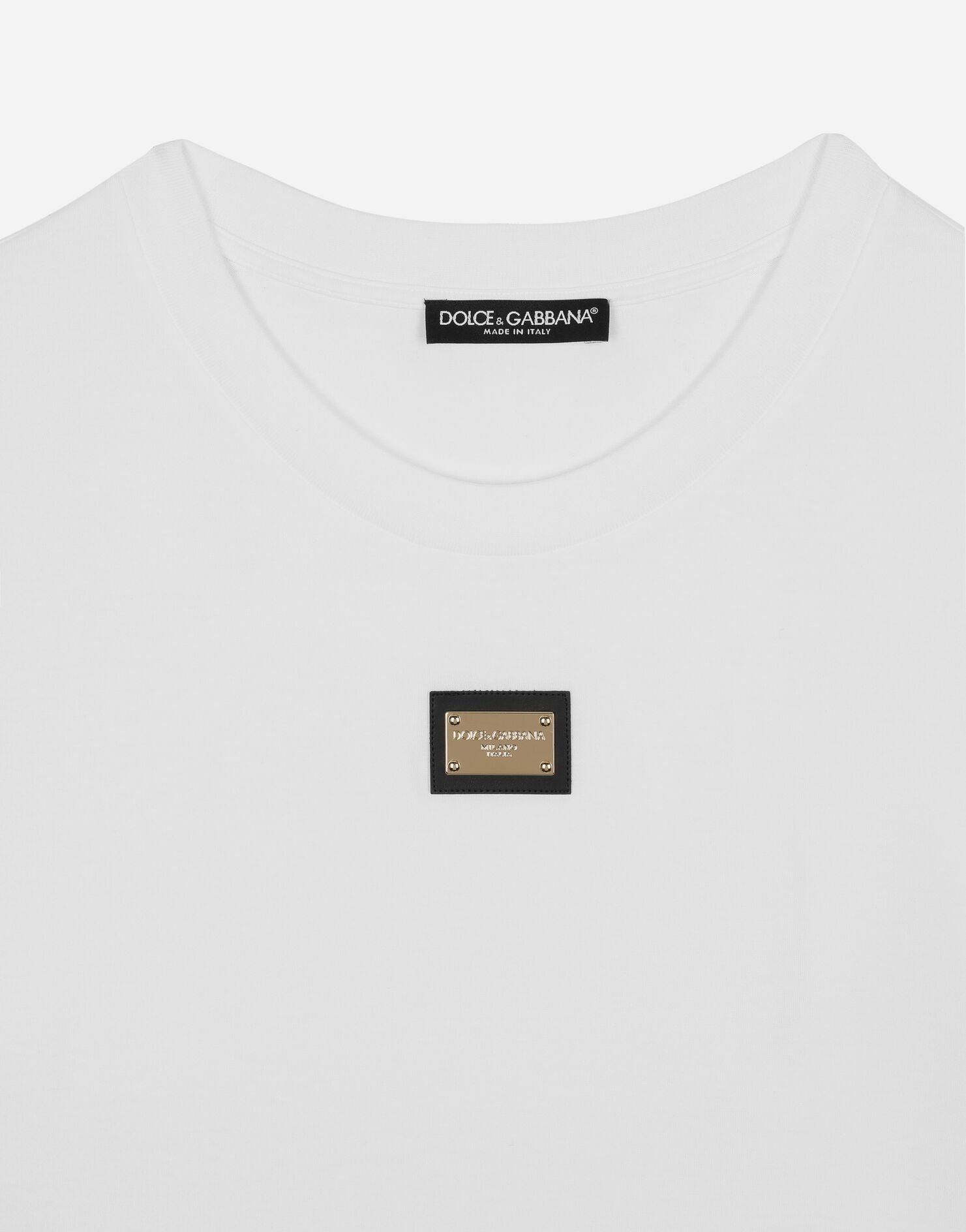 Dolce & Gabbana Jersey T-shirt With Dg Logo Plaque In White