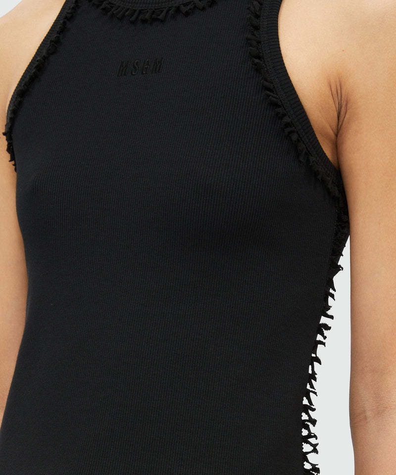 Msgm Logo-embroidered Tank Top In Black