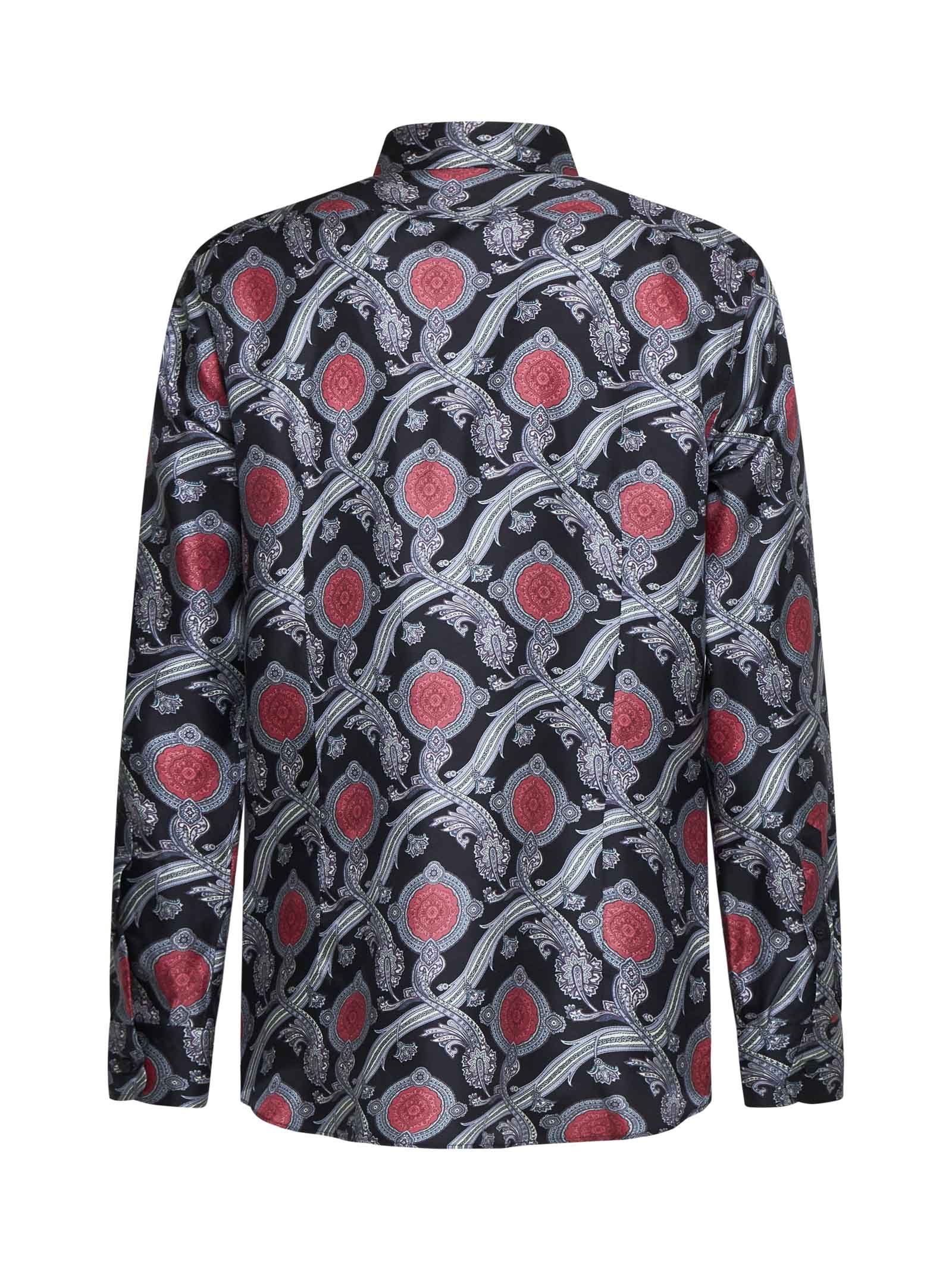 Etro Medallion Print Silk Shirt In Black