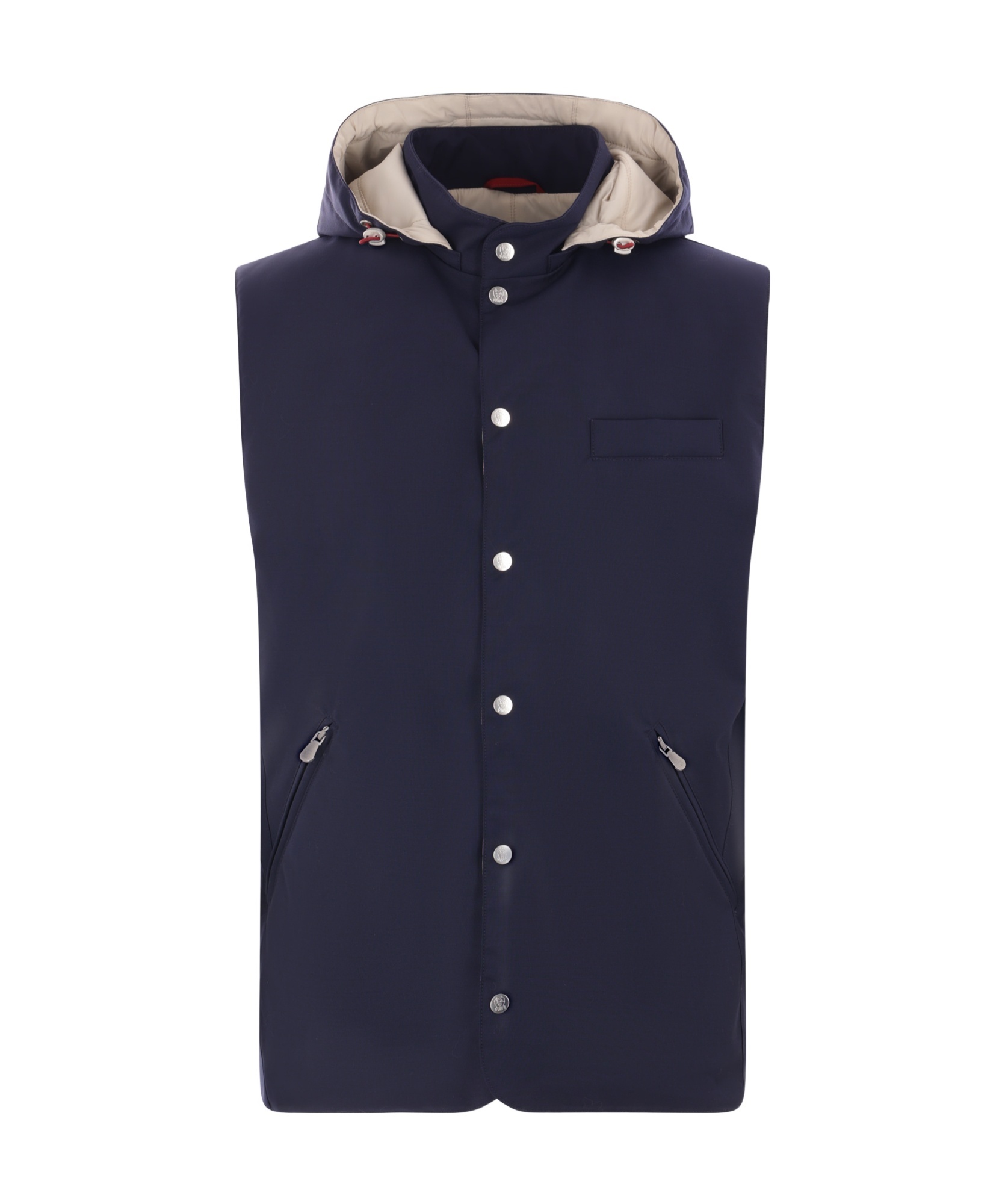 Brunello Cucinelli Hooded Vest In Blue