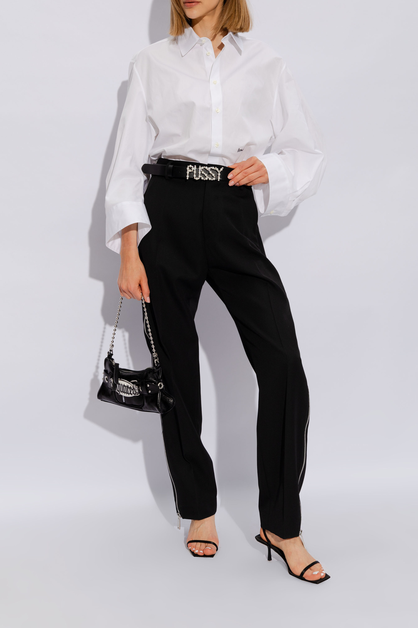 Dsquared2 Side Zip-up Virgin Wool Trousers In Black