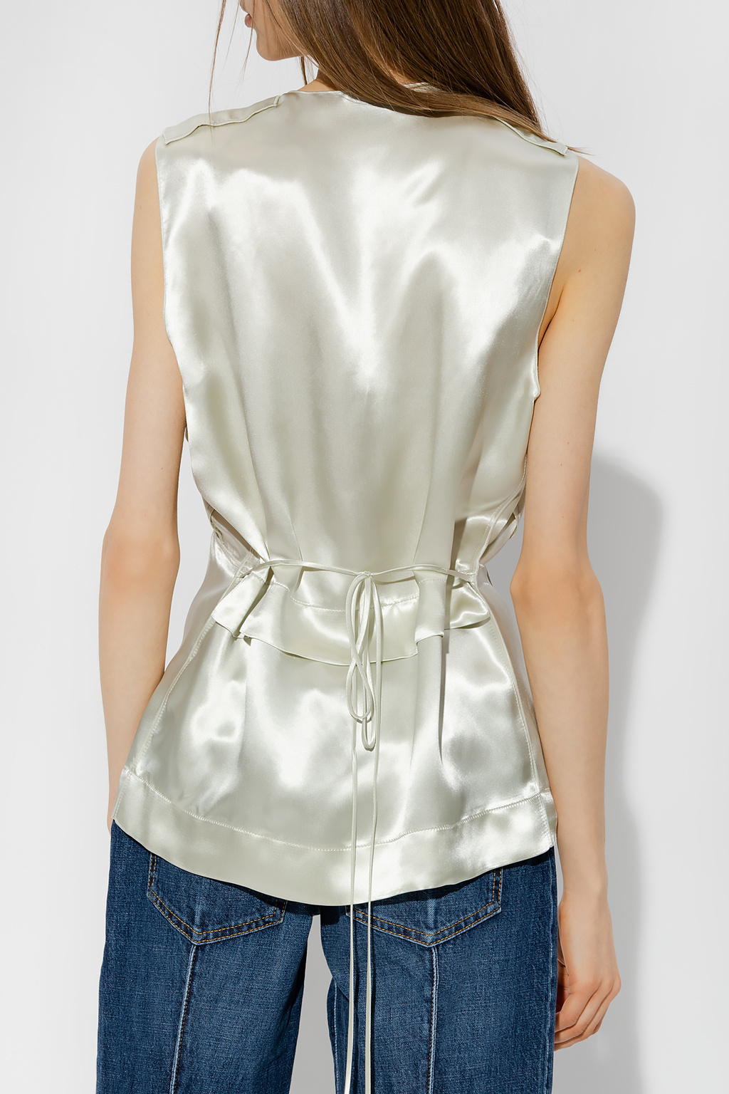 Bottega Veneta Satin Blouse In White
