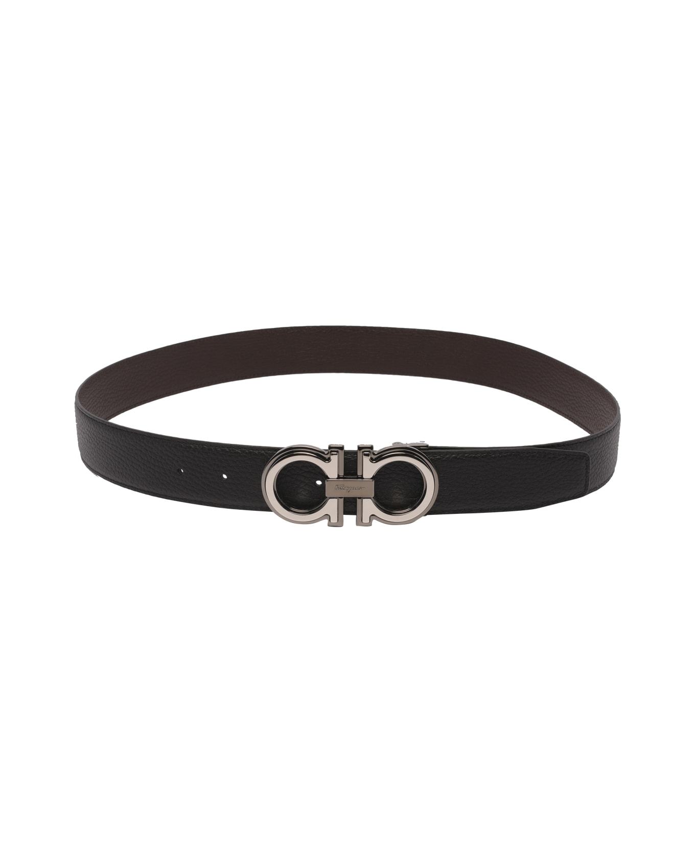 Ferragamo Men Reversible Leather Belt In Black