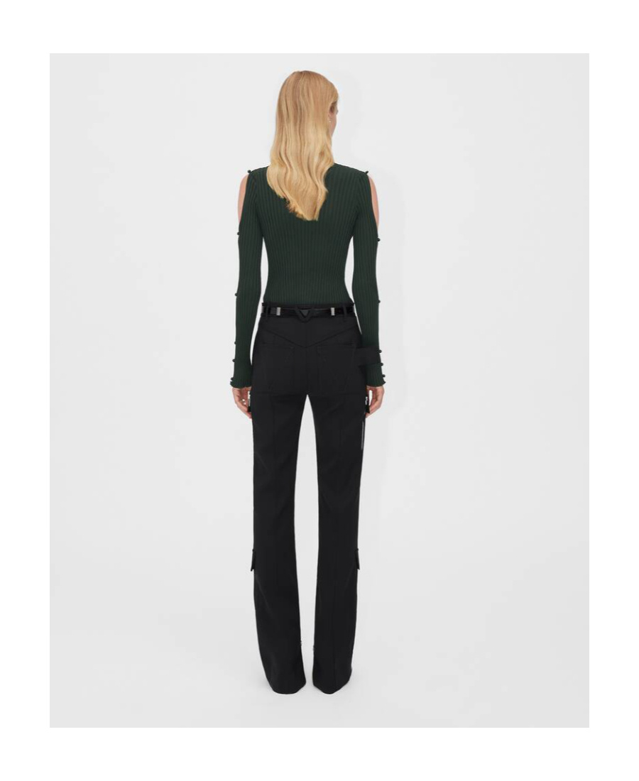 Bottega Veneta Ribbed-trim Roll-neck Top In Green