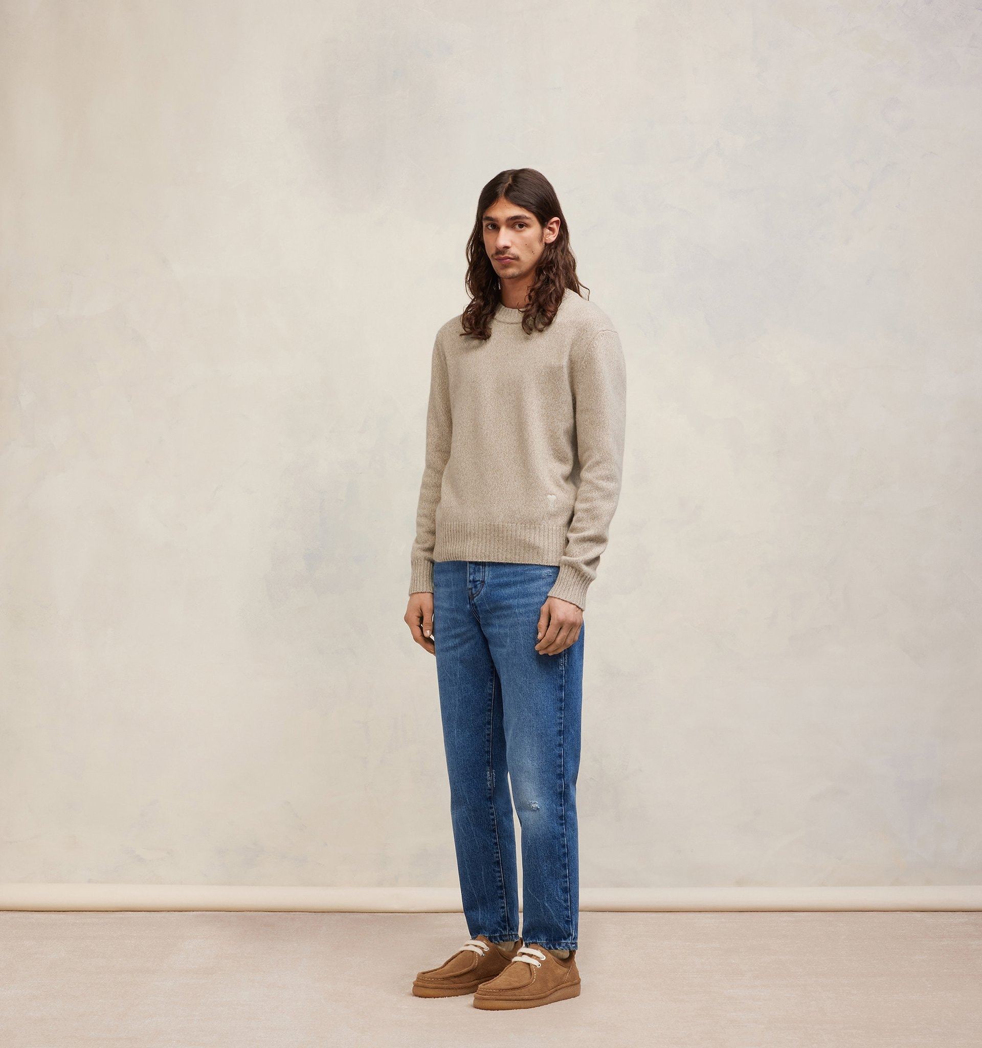 AMI ALEXANDRE MATTIUSSI AMI PARIS LOGO EMBROIDERED CREWNECK JUMPER