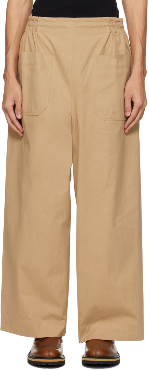 Hed Mayner Beige Patch Pocket Trousers In Nude