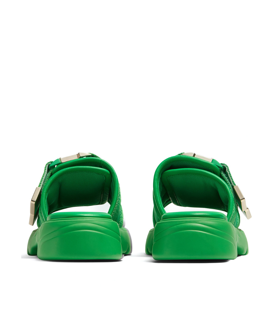 Bottega Veneta Flash Buckled Leather And Rubber Sandals In Green